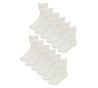 Baby Cotton Turn Over Top Socken | 6 Paar Pack | Socken Snob | Plain Funny Socken für Jungen und Mädchen - Creme 1-2A / 80-92cm