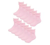 Baby Cotton Turn Over Top Socken | 6 Paar Pack | Socken Snob | Plain Funny Socken für Jungen und Mädchen - Pink 6-12M / 63-80cm