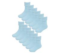 Baby Cotton Turn Over Top Socken | 6 Paar Pack | Socken Snob | Plain Funny Socken für Jungen und Mädchen - Blau 1-2A / 80-92cm