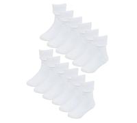 Baby Cotton Turn Over Top Socken | 6 Paar Pack | Socken Snob | Plain Funny Socken für Jungen und Mädchen - Weiß 1-2A / 80-92cm