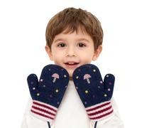Baby Fäustlinge Handschuhe Winter 0-3 Jahre, Warme Strickhandschuhe mit Fleece-Futter für Kleinkind Jungen und Mädchen, Niedliche Cartoon Bär Winterhandschuhe für kalte Tage (Navyblau-Punkte)