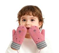 Baby Fäustlinge Handschuhe Winter 0-3 Jahre, Warme Strickhandschuhe mit Fleece-Futter für Kleinkind Jungen und Mädchen, Niedliche Cartoon Bär Winterhandschuhe für kalte Tage (Rosa-Punkte)