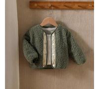 Baby Fleecejacke, dicke Baumwoll-Oberbekleidung für Säuglinge im Herbst, Baby Jungen Mantel in Olivgrün