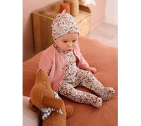 Baby Geschenk-Set aus Body, Latzhose, Mütze & Cordjacke Bio-Baumwolle personalisierbar rosa Gr. 68 von Vertbaudet