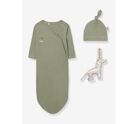 Baby Geschenk-Set aus Knoten-Schlafanzug, Mütze & Stofftier Mayoral salbeigrün Gr. 56
