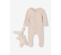 Baby Geschenk-Set: Overall, Mütze & Plüschhase beige Gr. 71 von vertbaudet