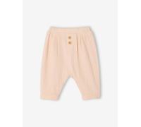 Baby Hose aus Musselin, Dehnbund mit Zierknöpfen rosa Gr. 74 von Vertbaudet