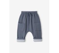 Baby Hose aus Musselin mit Dehnbund, Beinlänge verstellbar blau Gr. 74 von Vertbaudet