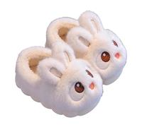 Baby Infant Fuzzy Slipper Cute Bunny Ankle Plush Fleece Slipper Winter Warm Sole Foam Soft Shoes Kids Boys Girls Lightweight Indoor Non Slip Shoes (White, 30.5 Little Child)