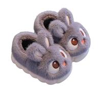 Baby Infant Fuzzy Slipper Cute Bunny Ankle Plush Fleece Slipper Winter Warm Sole Foam Soft Shoes Kids Boys Girls Lightweight Indoor Non Slip Shoes (Grey, 37 Big Kids)