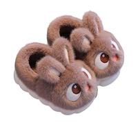 Baby Infant Fuzzy Slipper Cute Bunny Ankle Plush Fleece Slipper Winter Warm Sole Foam Soft Shoes Kids Boys Girls Lightweight Indoor Non Slip Shoes (Coffee, 39 Big Kids)