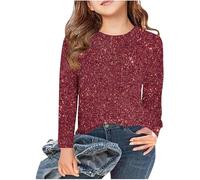 baby jacke, Langarmshirt Mädchen Pailletten Rundhalsausschnitt Pullover Herbst und Winter Glitzershirt Party Ohne Kapuze Oberteile Tops Langarm Sweatshirt Lässig Kinderkleidung, Ziegelrot, 5 Jahre