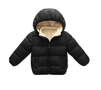 Baby Jacke Winter Mantel Kapuzenjacke Ultraleicht Mäntel mit abnehmbar Kapuze, Warm Baby Niedlich Plüsch Bärenohren Jungen Mädchen Winterjacke Leichter Schneeanzug Kinder Herbst (Black, 18-24 Months)