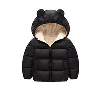 Baby Jacke Winter Mantel Kapuzenjacke Ultraleicht Mäntel mit abnehmbar , Warm Baby Niedlich Plüsch Bärenohren Jungen Mädchen Winterjacke Leichter Schneeanzug Kinder Winter (A-Black, 12-18 Months)