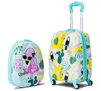 BABY JOY 2-teiliges Kindergepäck-Set, 40,6 cm Kleinkinder, Handgepäck und 30,5 cm Rucksack, Kinder-Reisekoffer mit 4 Rollen, einziehbarem Griff, Leichter Trolley-Koffer für Jungen und Mädchen