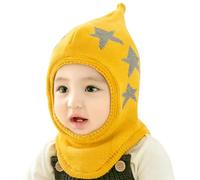 Baby Junge Mädchen Strickmütze Schal Schlupfmütze Warm gefüttert Niedlich Sterne Wintermütze Schalmütze Wintermütze Fleecefutter Baby Mütze für Herbst Winter 3-24 Monate