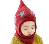 Baby Junge Mädchen Strickmütze Schal Schlupfmütze Warm gefüttert Niedlich Sterne Wintermütze Schalmütze Wintermütze Fleecefutter Baby Mütze für Herbst Winter 3-24 Monate
