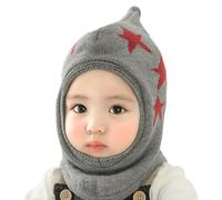 Baby Junge Mädchen Strickmütze Schal Schlupfmütze Warm gefüttert Niedlich Sterne Wintermütze Schalmütze Wintermütze Fleecefutter Baby Mütze für Herbst Winter 3-24 Monate