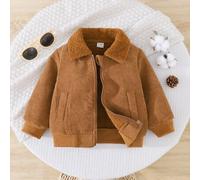 Baby Jungen 0-3 Jahre Lässig Cordjacke mit Patch-Taschen und Umlegekragen, thermisch gefüttert, geeignet für Herbst/Winter