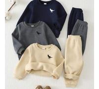Baby Jungen Baby Mädchen Dinosaurier Logo Strick weich Rundhals Langarm Pullover Sweatshirt elastische Taille lange Herbst Winter Hose 3-teiliges Set
