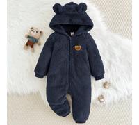 Baby Jungen Cartoon Hasenohren Kapuzen Dicker Jumpsuit Herbst Winter