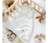 Baby Jungen Hellgrün Modisch Lässig Minimalistisch Gestrickter Jumpsuit Mit Latzhose Herbst