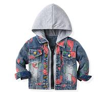 Baby Jungen Jeansjacke Mantel Kinder Kapuze Jeans Jacken Mode Oberteil Oberbekleidung Legere Langärmelig Reißverschluss Kleidung Frühling Herbst Outfits Dinosaurier Grau 3-4 Jahre
