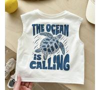 Baby Jungen Lässiges Cartoon Muster Ärmellos Kurzarm T-Shirt Strick Top, geeignet für Frühling/Sommer, Innen, Außen, Alltag, Sport, Spiel, Party, Foto
