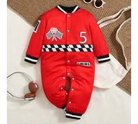 Baby Jungen Outdoor Mode Sweatshirt Stoff Jumpsuit mit Rennwagen Muster in Weiß, Schwarz und Rot