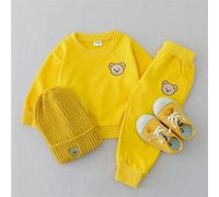 Baby Jungen Set aus einfarbigem Cartoon Bären Kapuzenpullover mit langen Ärmeln und Hose, Frühling/Herbst (ohne Schuhe oder Hut)