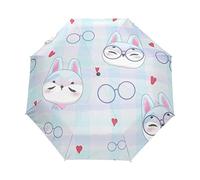 Baby Kaninchen Aquarell Hase Regenschirm Automatik Auf-Zu Taschenschirm Umbrella Kompakt Schirme für Jungen Mädchen Strand Frauen