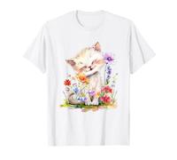 Baby Katze mit Blumen süße Katzen Kätzchen Mädchen Tochter T-Shirt
