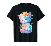 Baby Katze mit Blumen süße Katzen Kätzchen Mädchen Tochter T-Shirt