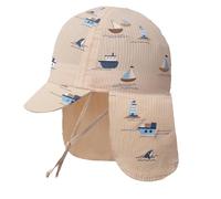Baby Kinder Sonnenhut, Baumwolle Hut für Baby Jungen Mädchen Winddicht Hut in Cartoon-Muster, Baby Sonnenhut mit Halsschutz, Braune Boote, 1-3 Jahre