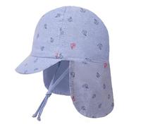 Baby Kinder Sonnenhut, Baumwolle Hut für Baby Jungen Mädchen Winddicht Hut in Cartoon-Muster, Baby Sonnenhut mit Halsschutz, Blaue Denim Boote, 1-3 Jahre