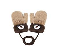 Baby Kleinkind Winter Handschuhe Fäustlinge auf Schnur Niedlicher Warm Baby Fäustel mit Plüsch Winter Weich Doppelt Strickhandschuh Kinder Schnee Handschuhe für Baby Mädchen Jungen 0-3 Jahre Geschenk