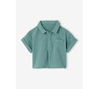 Baby Kurzarm-Hemd aus Musselin mit Brusttasche smaragdgrün Gr. 80 von vertbaudet