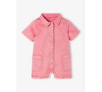Baby Kurzoverall aus Twill, Used-Look bonbon rosa Gr. 80 von vertbaudet