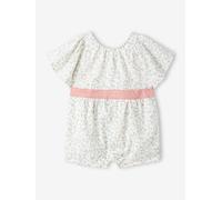 Baby Kurzoverall mit Blumenmuster & Schleife, festlich weiß Gr. 80 von vertbaudet