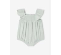 Baby Kurzoverall mit gesmockten Ausschnitt & Volantärmeln, Bio-Baumwolle aqua Gr. 74 von vertbaudet