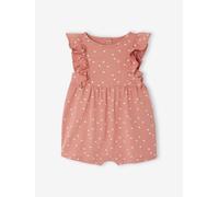 Baby Kurzoverall mit Volantärmeln, Bio-Baumwolle BASIC rosa Gr. 74 von vertbaudet