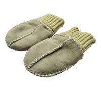 Baby Lammfell Handschuhe/Fäustlinge (ECHTES LAMMFELL) Mit Strickbündchen (HELLGRAU)