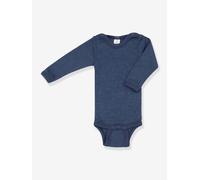 Baby Langarm-Body aus Wolle/Seide ENGEL blau Gr. 50/60