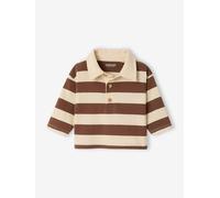 Baby Langarm-Poloshirt mit breiten Streifen kakao Gr. 92/98 von Vertbaudet