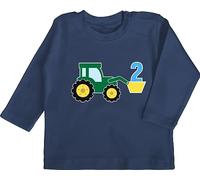 Baby Langarmshirt - 2. Geburtstag - Traktor Zweiter - 18/24 Monate - Navy Blau - ich Bin 2 Jahre Junge Tshirt geburtstagsshirt 2.Geburtstag jetzt Shirt zum Langarm Kleidung für jährige Zwei