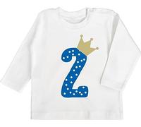 Baby Langarmshirt - 2. Geburtstag - Zweiter Krone Junge - 18/24 Monate - Weiß - geburtstagspullover 2 Jahre geburtstagsshirt 2.Geburtstag Shirt Tshirt Zwei Langarm Kleidung für jährige