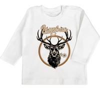 Baby Langarmshirt - Kompatibel mit Oktoberfest Outfit - Lausbua Hirsch Hirschgeweih Lausbub - 12/18 Monate - Weiß - Trachtenmode bayrisch Langarm Bayern Tshirt bayerischer Shirt Tracht Oktoberfest-