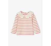 Baby Langarmshirt mit besticktem Kragen rot Gr. 68 von Vertbaudet
