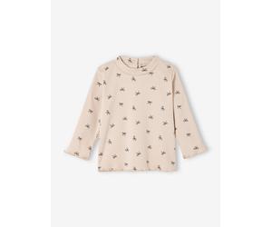 Baby Langarmshirt mit Blumenmuster beige Gr. 80 von Vertbaudet