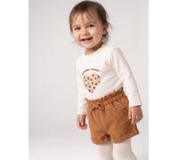 Baby Langarmshirt mit Herz & Leo-Print, Spitze am Ausschnitt, Bio-Baumwolle wollweiß Gr. 71 von Vertbaudet